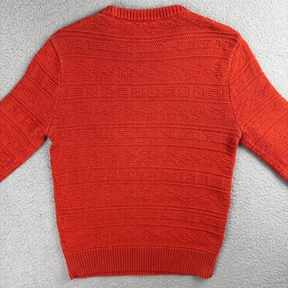 J Crew Sweater Mens Small S Orange Combination Guernsey Stitch Knit Sweatshirt - Picture 3 of 9